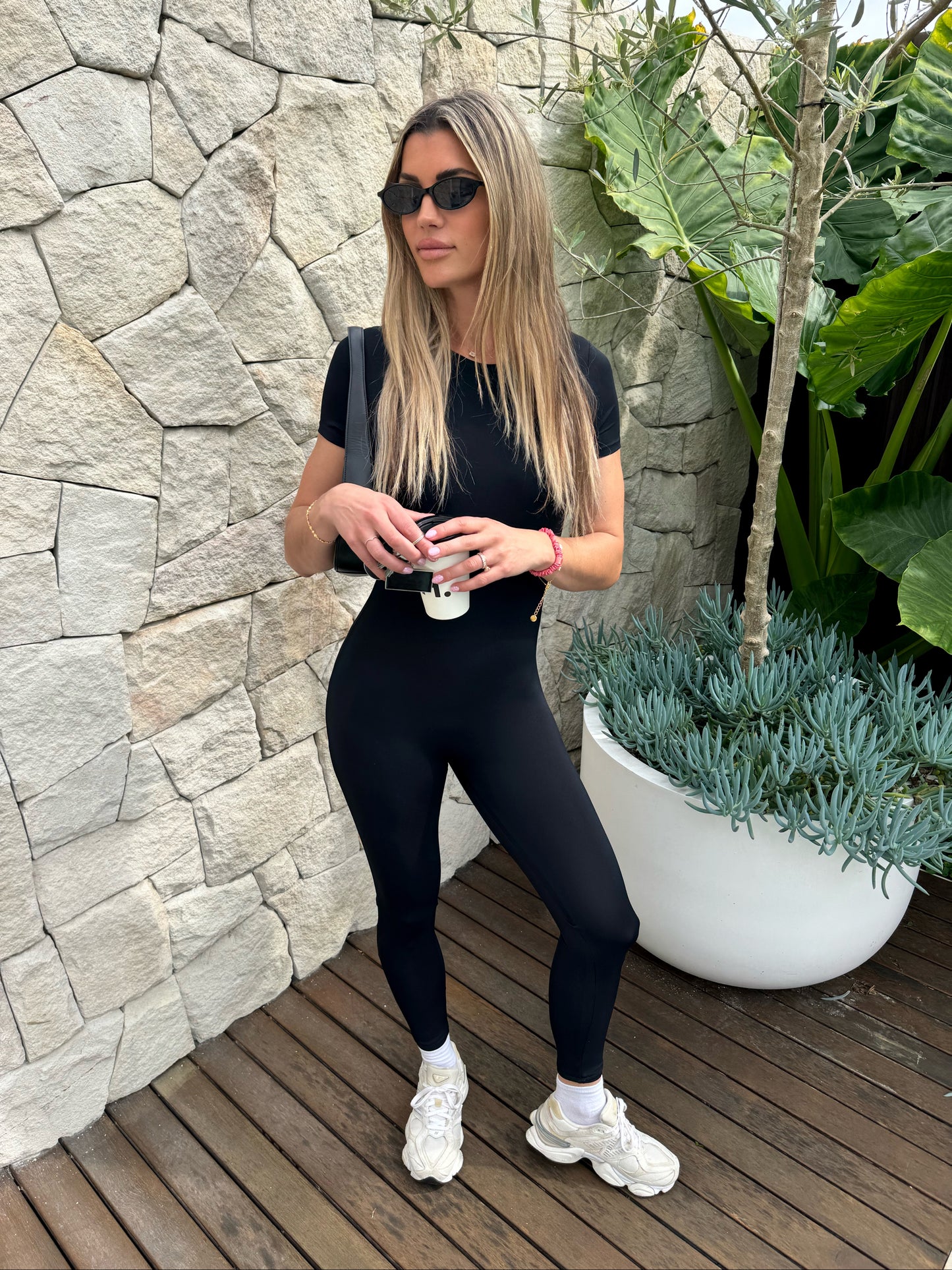 Black - Short Sleeve Double Lined Jumpsuit