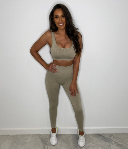Wendy - Ribbed High Waisted Leggings in Popcorn