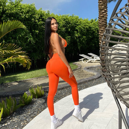 Ariel - Scrunchie Bum Leggings in Fanta
